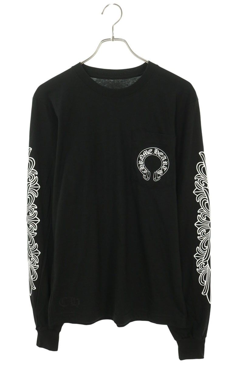 クロムハーツ CH L/S /1 袖フローラルバックホースシュープリント長袖カットソー メンズ S