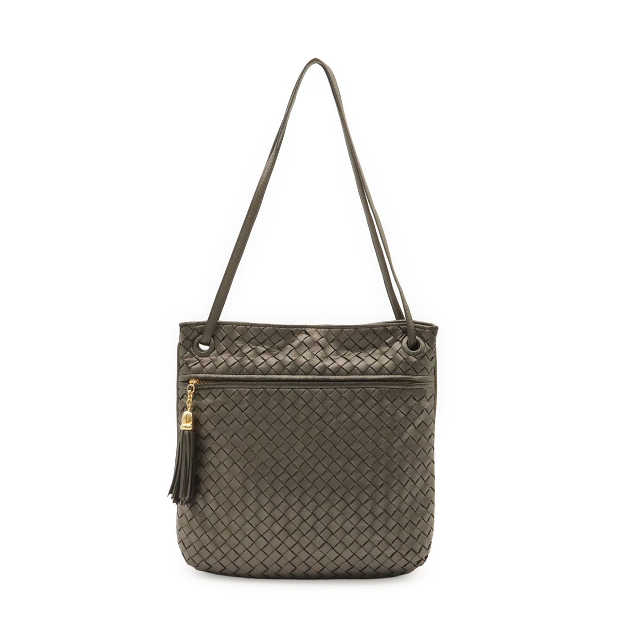 BOTTEGA VENETA ボッテガ ヴェネタ ボッテガベネタ イントレチャート ショルダーバッグ トートバッグ タッセル フリンジ レザー メタリックグレー