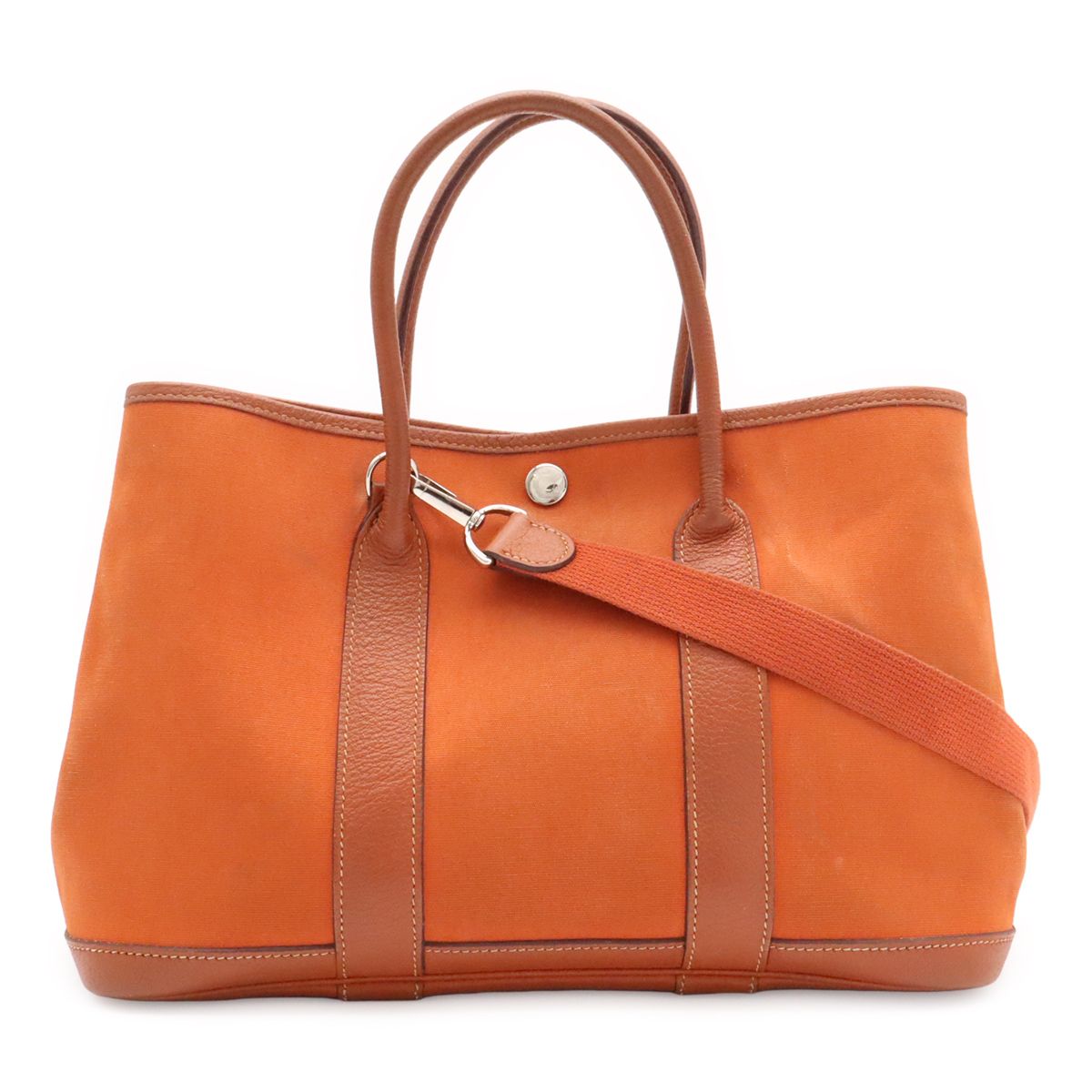HERMES エルメス ガーデンパーティTPM トートバッグ ハンドバッグ 2WAY ショルダーバッグ トワルオフィシエ ブッフル オレンジ □I刻印 103,400円