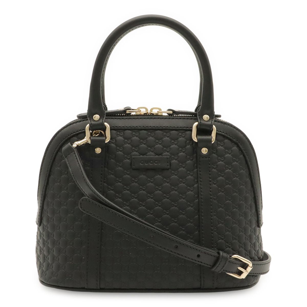 GUCCI グッチ マイクログッチシマ ハンドバッグ ミニバッグ 2WAY ショルダーバッグ レザー ブラック 黒 ゴールド金具 アウトレット品 449654