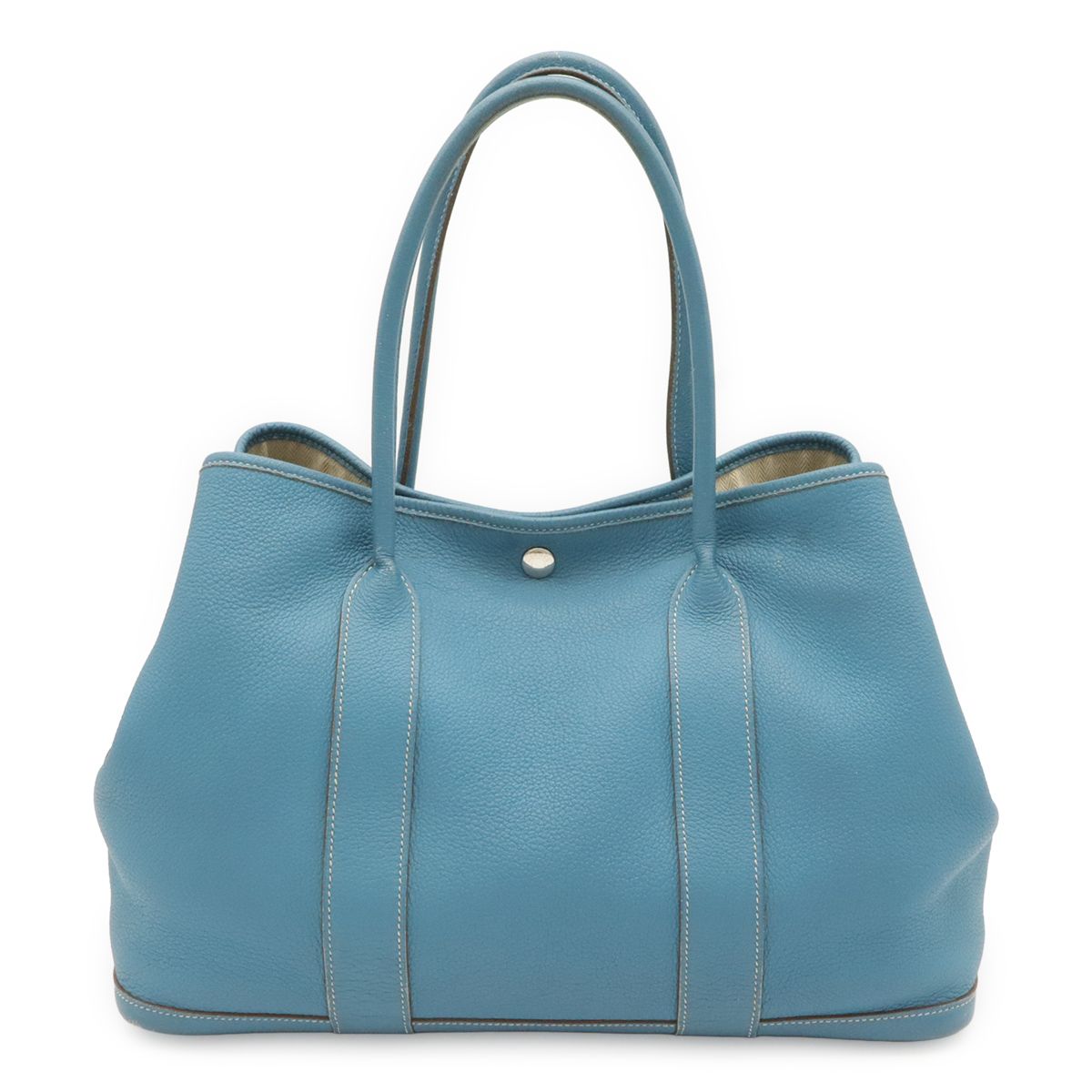 HERMES エルメス ガーデンパーティPM トートバッグ ハンドバッグ ショルダーバッグ ネゴンダ レザー ブルージーン 水色 シルバー金具 □P刻印 134,000円