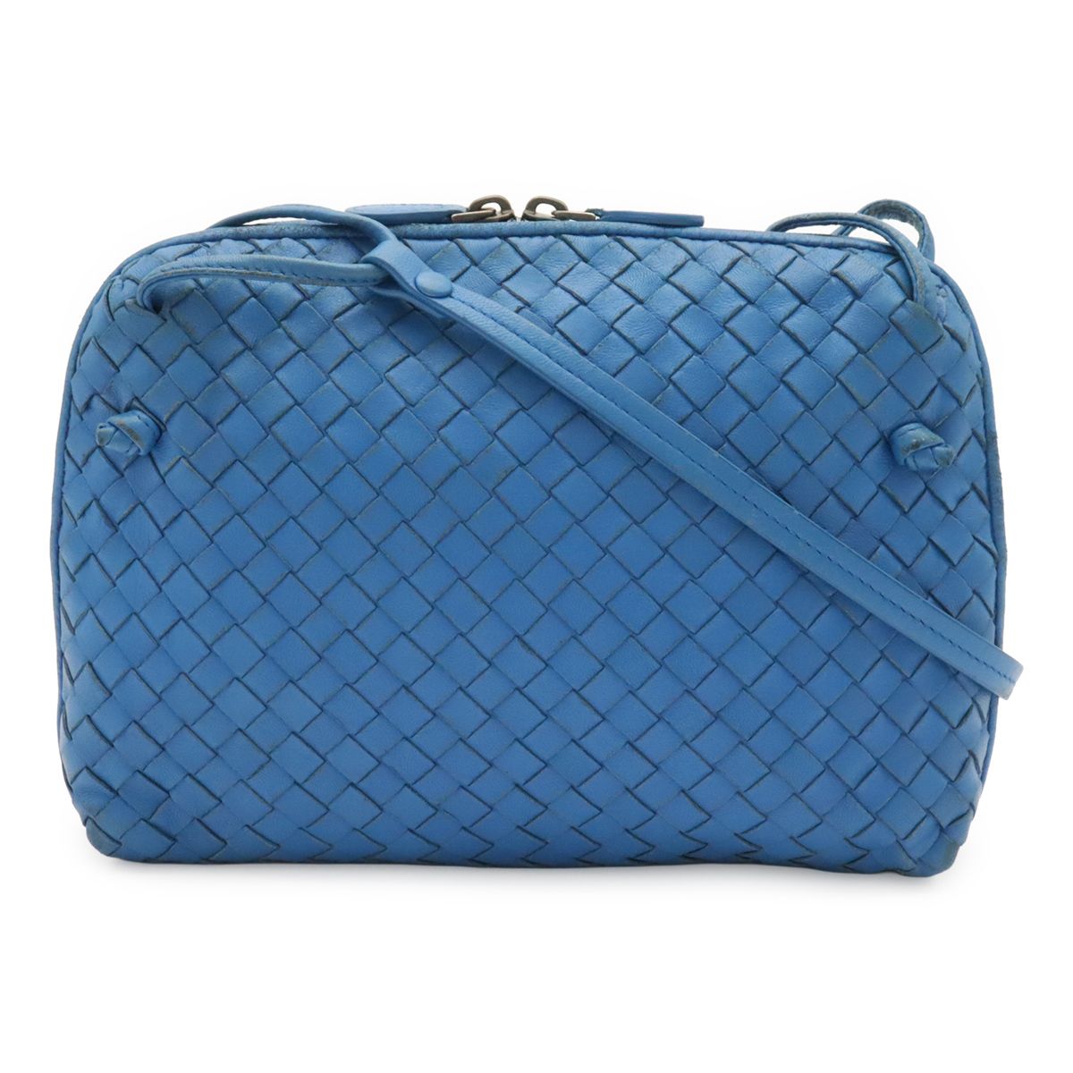 BOTTEGA VENETA ボッテガ ヴェネタ イントレチャート ノディーニ ショルダーバッグ ポシェット 斜め掛け レザー ブルー 青 245354