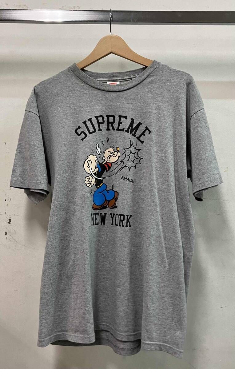 Supreme シュプリーム 半袖Tシャツ 10AW POPEYE ポパイ USA製 Popeye Tee ポパイ ティー サイズL グレー ストリート