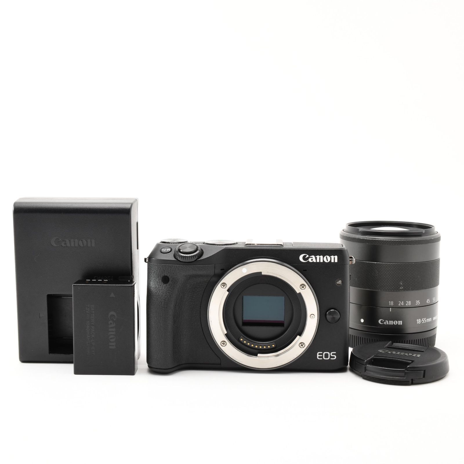 キャノン CANON EOS M3 レンズキット ブラック EF-M 18-55mm 《液晶保護フィルム貼付け済み》