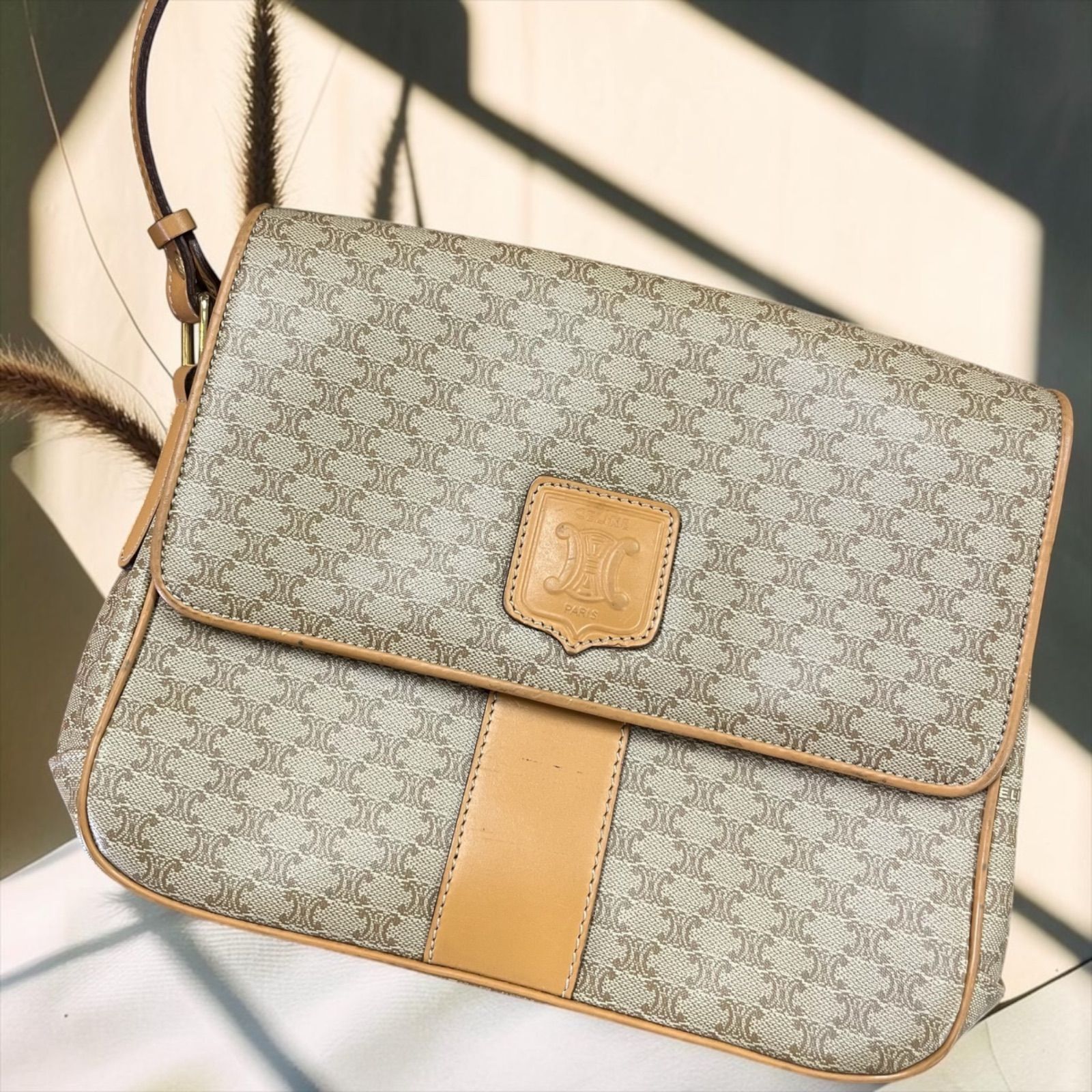 CELINE マカダム柄 ショルダーバッグ トリオンフモチーフ レディース セリーヌ オールドセリーヌ ヴィンテージ