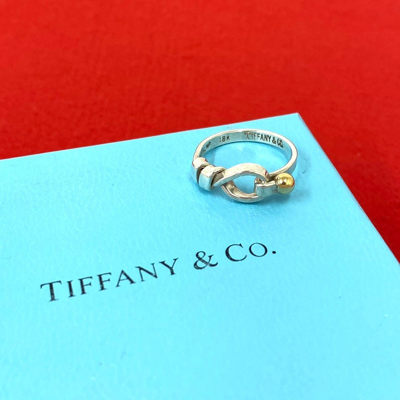 極 美品 TIFFANY&Co. ティファニー フック＆アイ ラブノット リング 