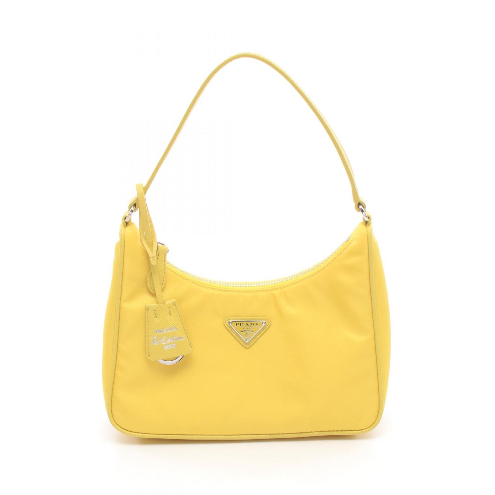 プラダ PRADA ハンドバッグ TESSUTO+SAFFIANO 1NE204 イエロー ナイロン サフィアーノレザー トライングルロゴ ショルダーバッグ レディース 未使用