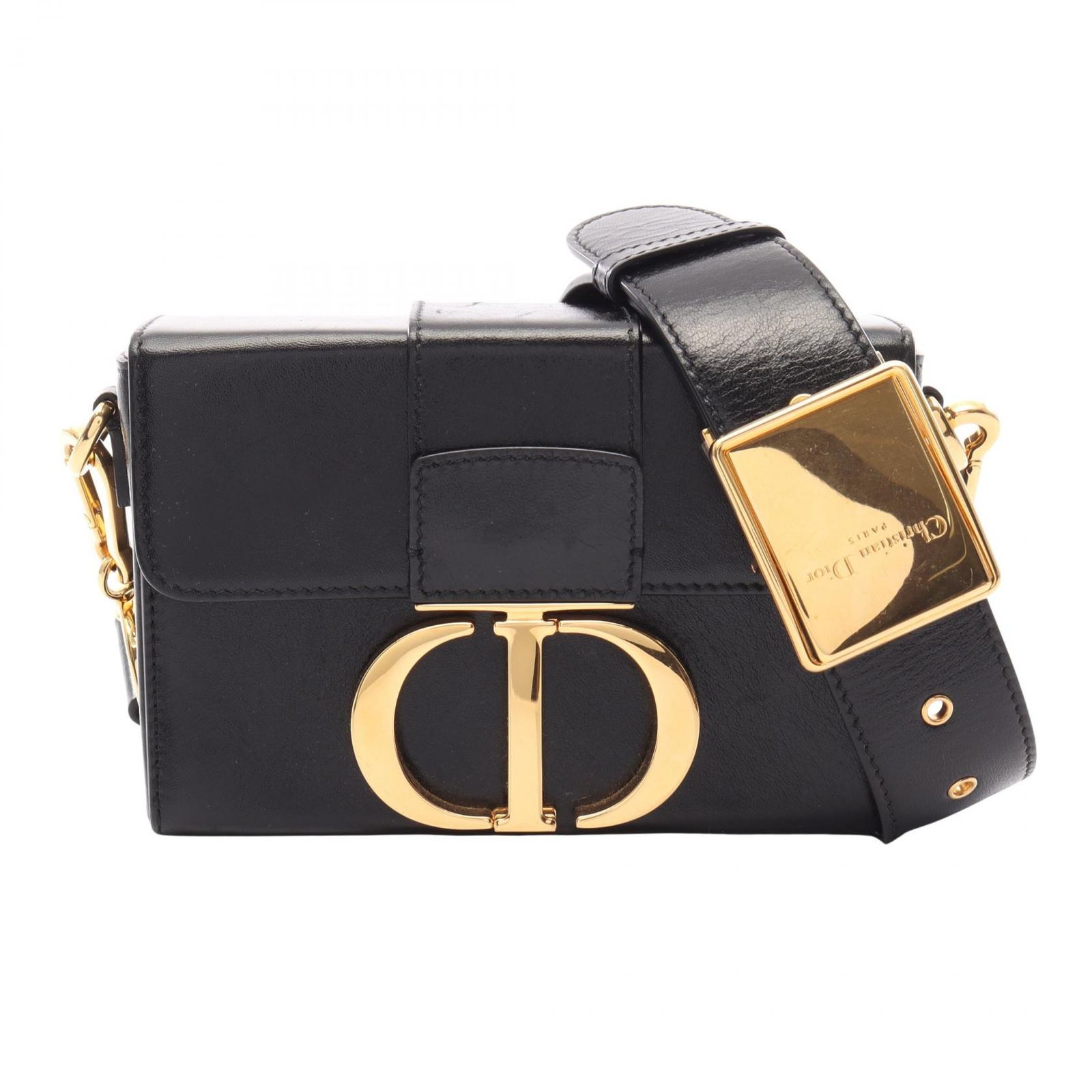 ディオール Dior ショルダーバッグ 30 MONTAIGNE モンテーニュ ボックス ブラック レザー 30 MONTAIGNE ボックス ショルダーバッグ レディース Used A 110,900円