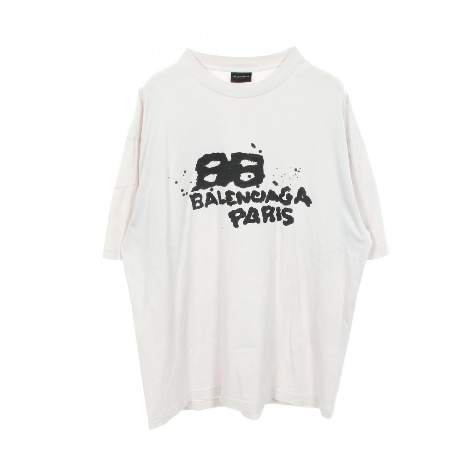 バレンシアガ BALENCIAGA 半袖Tシャツ ロゴプリント ダメージ加工 612966 コットン Tシャツ メンズ Used A