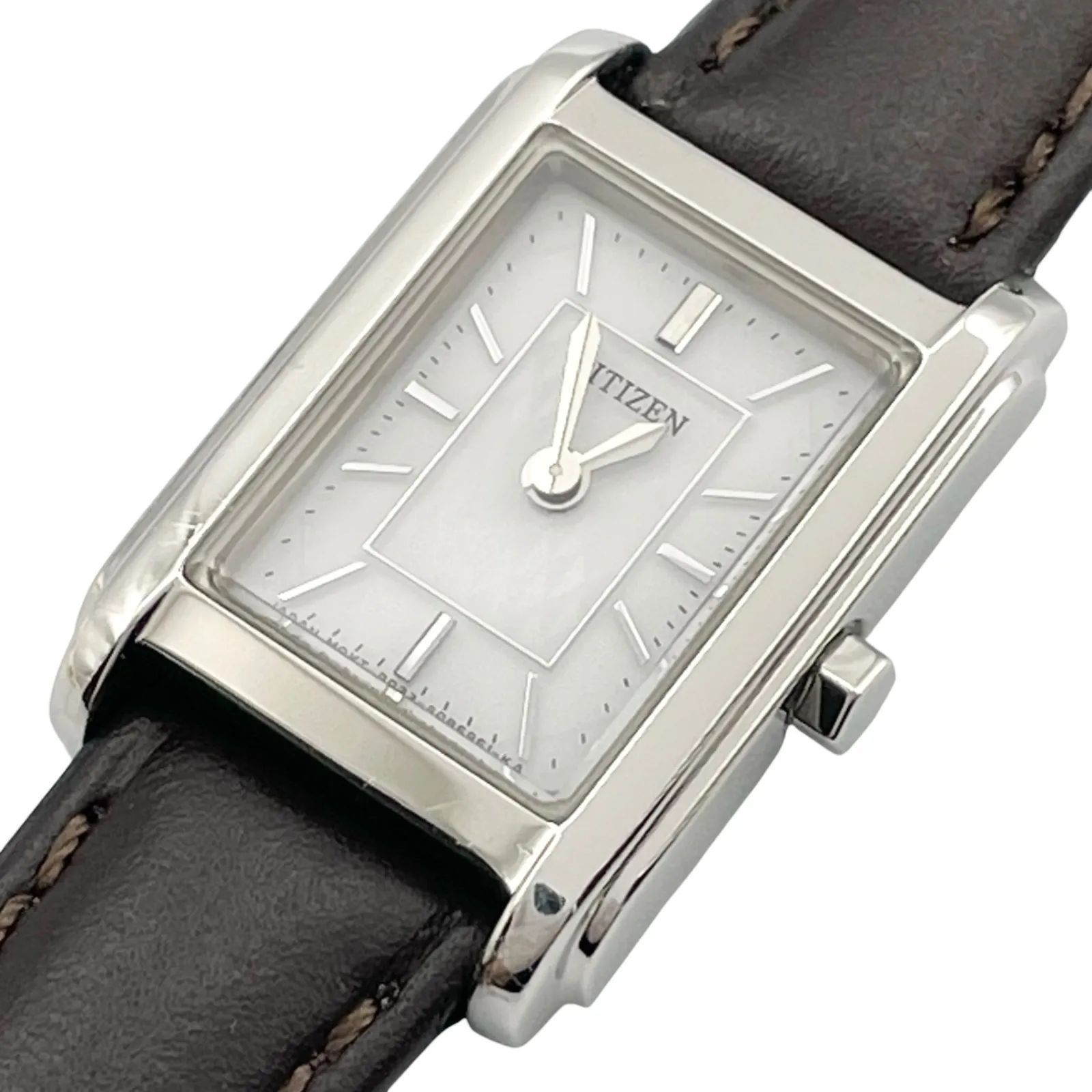 稼働/ベルト新品　CITIZEN　シチズン　腕時計　ソーラー　レクタンギュラー　B023-S054958　レディース　ホワイト文字盤　スクエア　アナログ　2針【z28】 7,056円