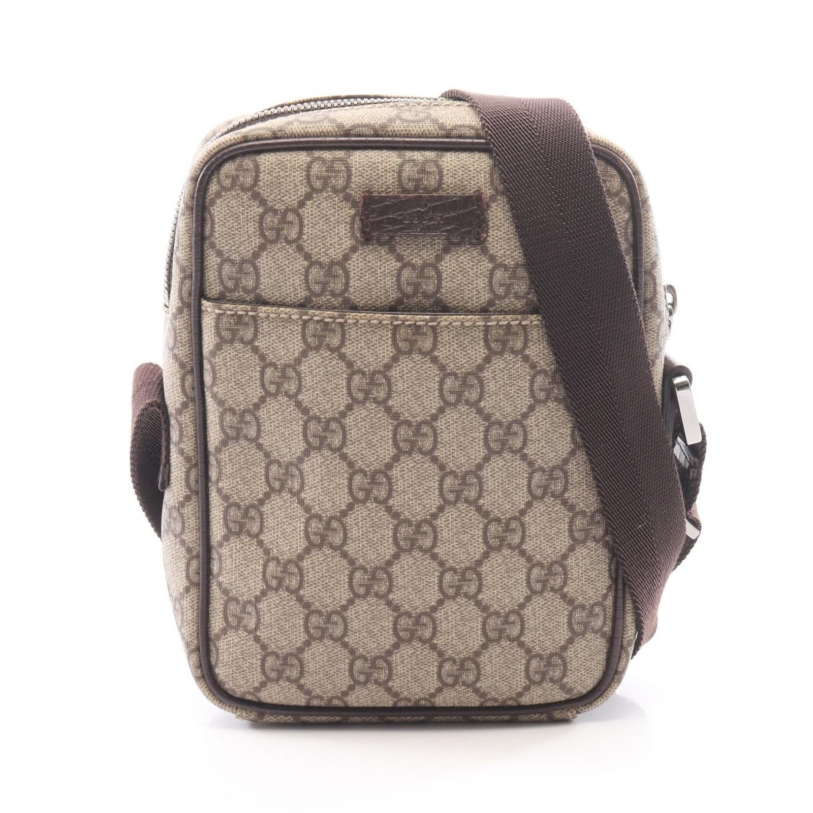 グッチ GUCCI ショルダーバッグ GGプラス 122754 ベージュ/ブラウン PVCコーティングキャンバス レザー GGスプリーム ショルダーバッグ レディース Used B