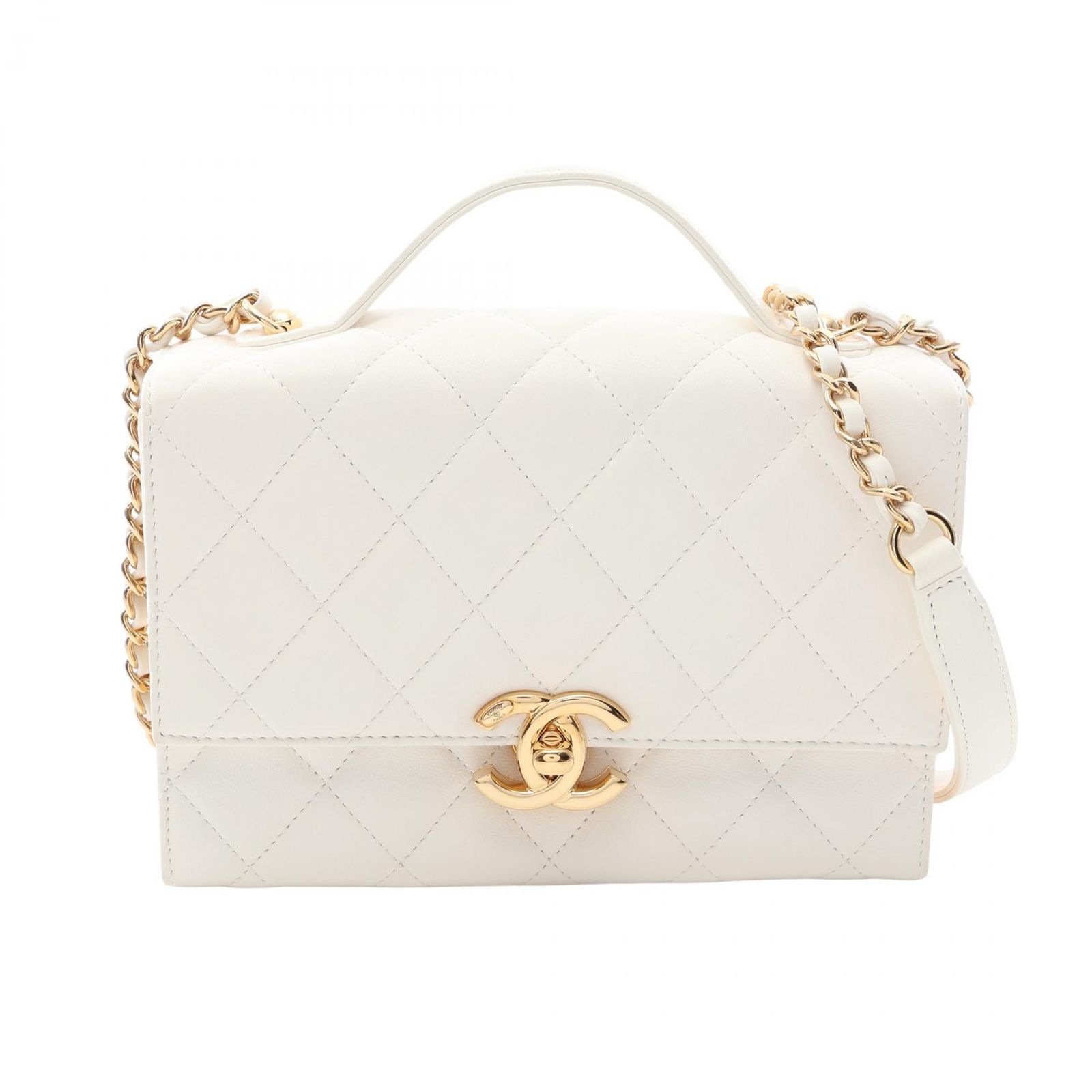 シャネル CHANEL ショルダーバッグ マトラッセ トップハンドル AS2796 ホワイト ラムスキン（羊革） マトラッセ トップハンドル スモールフラップバッグ レディース 337,860円