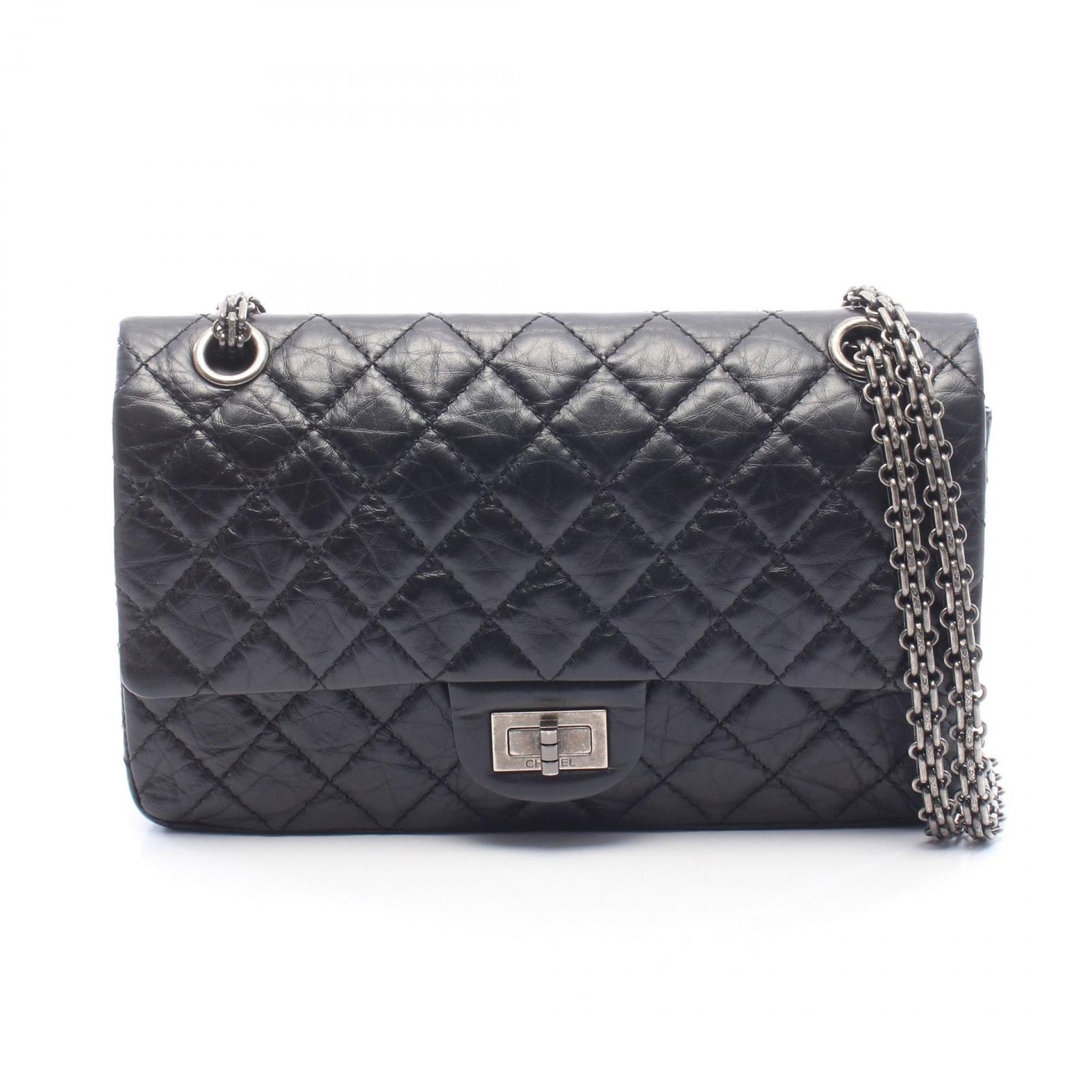 シャネル CHANEL ショルダーバッグ 2.55 マトラッセ マドモアゼルチェーン ブラック カーフ（牛革） 2.55 マトラッセ ダブルフラップ チェーンショルダー レディース