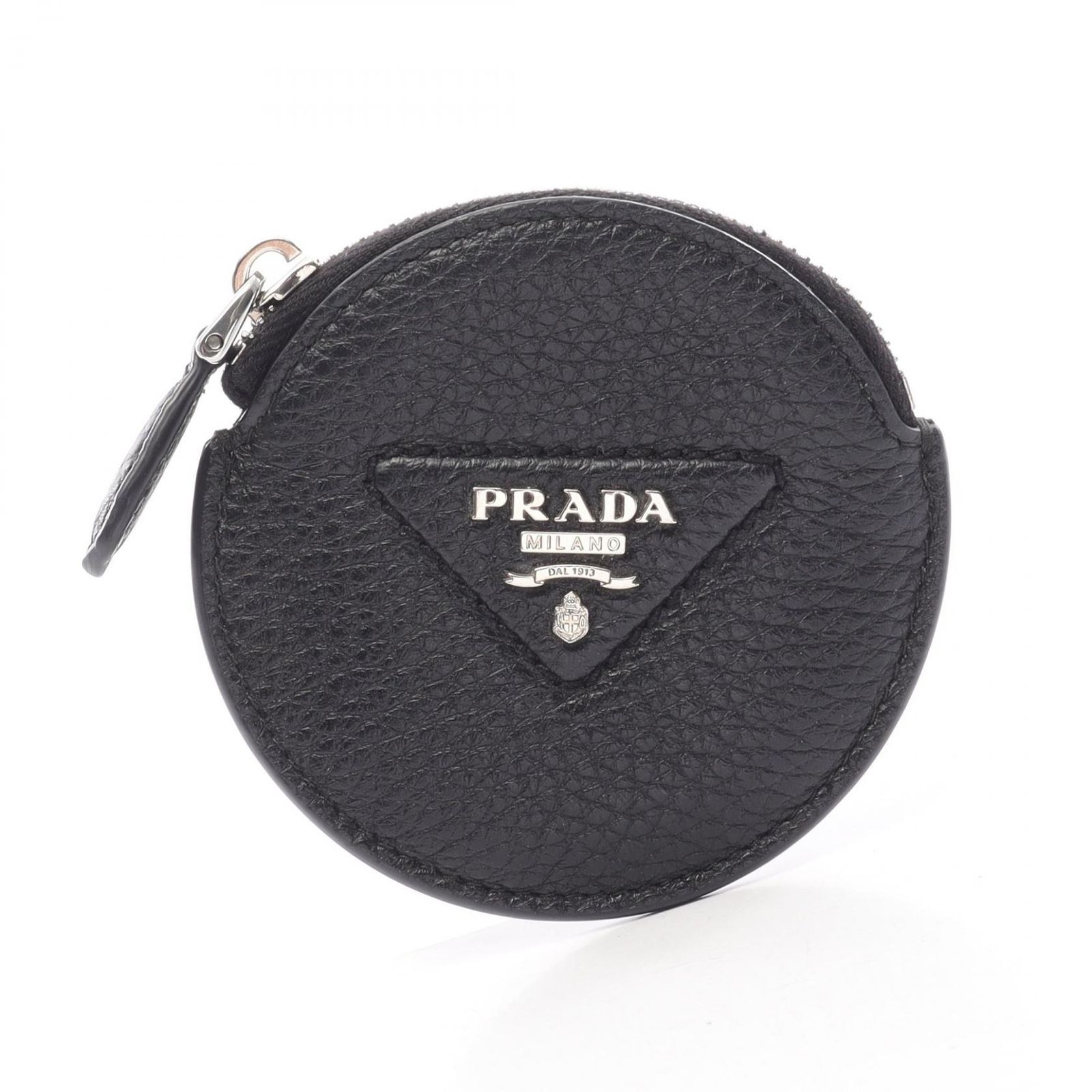 プラダ PRADA コインケース VIT.DAINO ラウンド 1MM006 ブラック レザー トライアングルロゴ コインケース レディース Used A