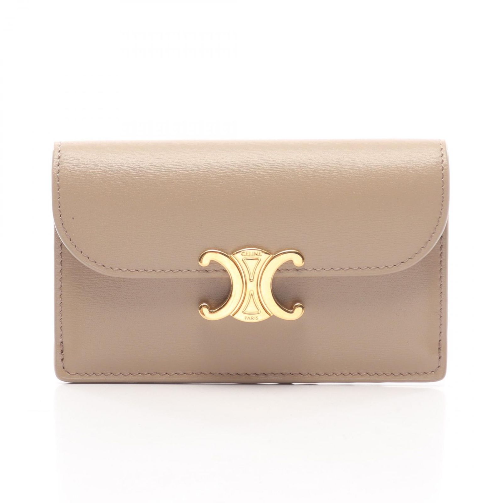 セリーヌ CELINE カードケース ロングカードホルダー トリオンフ ベージュ その他 トリオンフ ロングカードホルダー レディース Used A