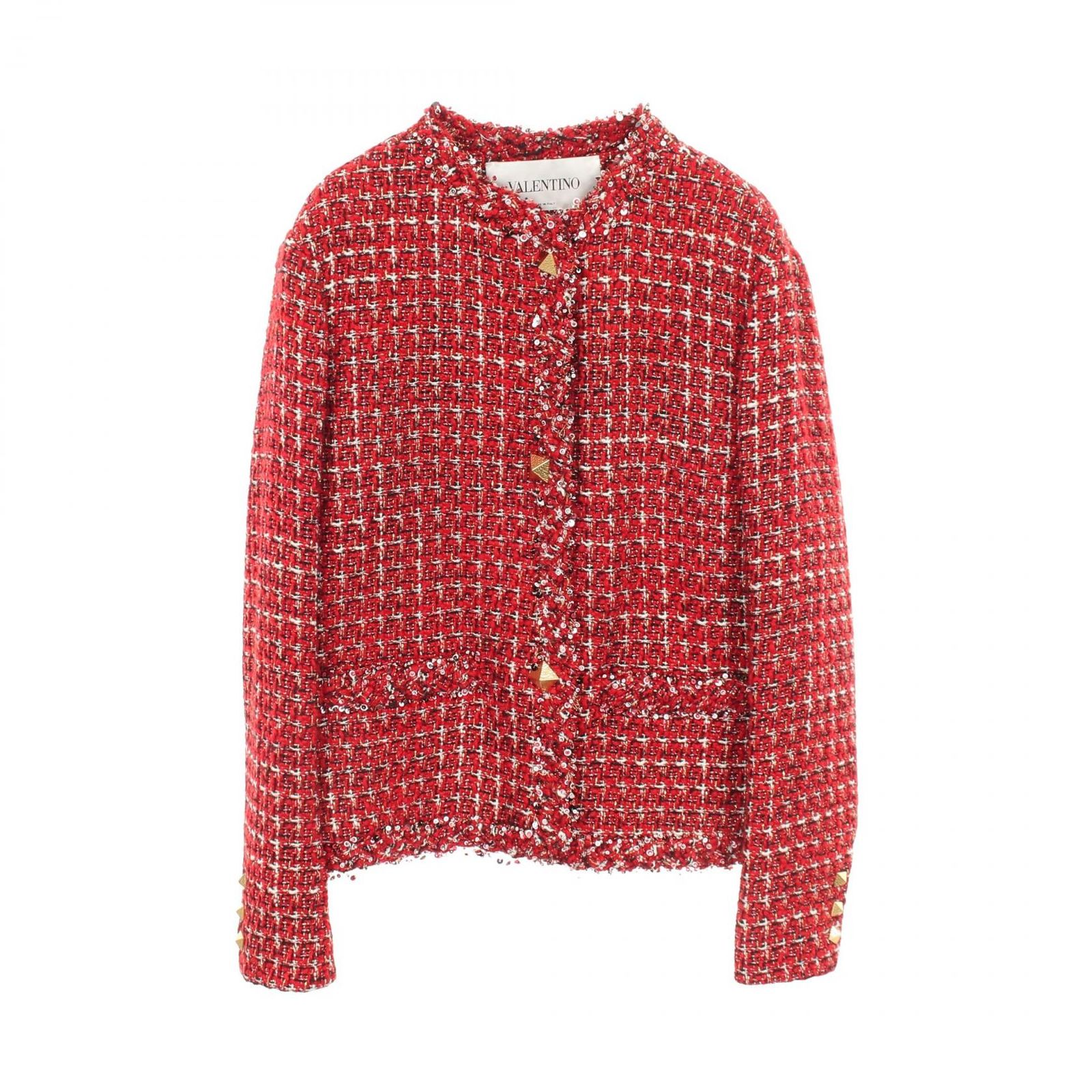ヴァレンチノ Valentino ツイード VB3CE275677 レッド ウール ツィードジャケット レディース Used A