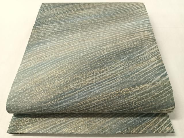 平和屋着物●全通柄袋帯　作家物　紬地　流線文　金彩　正絹　逸品　未使用　CABL6051vp
