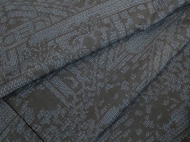 平和屋着物●結城紬　80亀甲　風景花文　正絹　逸品　DABI5969op