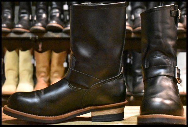 【10D 良品 16年】レッドウィング 2268 エンジニア 黒 ブラッククローム スチールトゥ プルオン ブーツ redwing HOPESMORE【GH039】