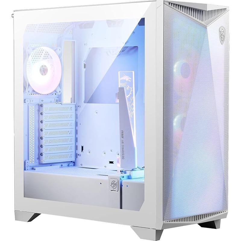 【新品】 MSI MPG GUNGNIR 300R AIRFLOW WHITE PCケース E-ATX ミドルタワー 白 エアフロー重視 ARGBファン4基付き 強化ガラスVGAスタンド付属 CS8771