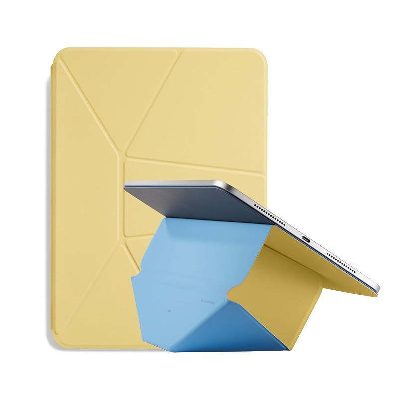 【新品】 MOFT【日本正規代理店】ダイナミックフォリオ iPad mini対応 磁気吸着スタンド機能 薄型 軽量 角度調節可能 折りたたみ収納可 縦置き＆横置き Apple Pencil対応(プリンイエロー x デニムブルー、ダイナミックフォリオ ipad