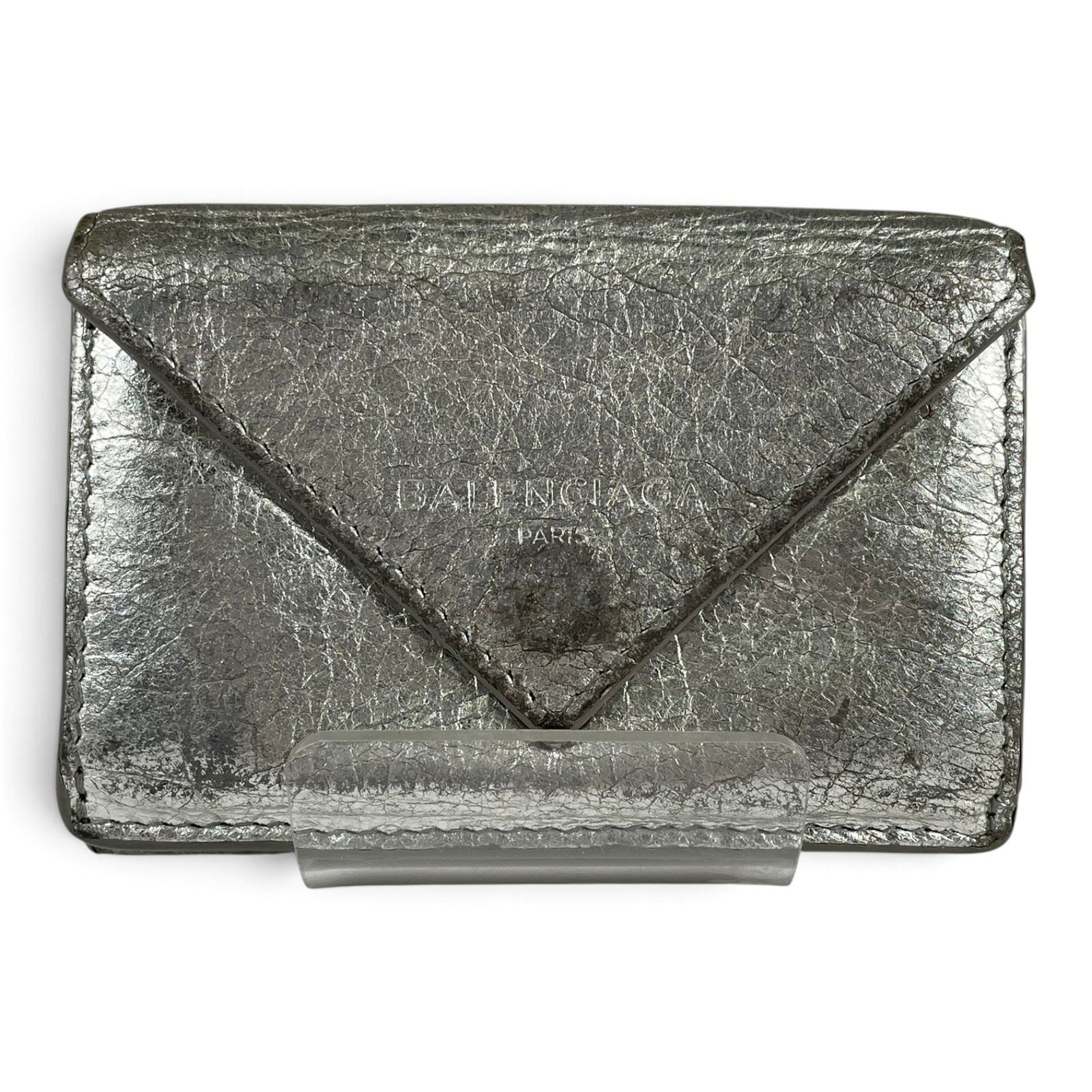 BALENCIAGA バレンシアガ 三つ折り財布 シルバー ペーパー ミニ ウォレット 391446 0GT4N