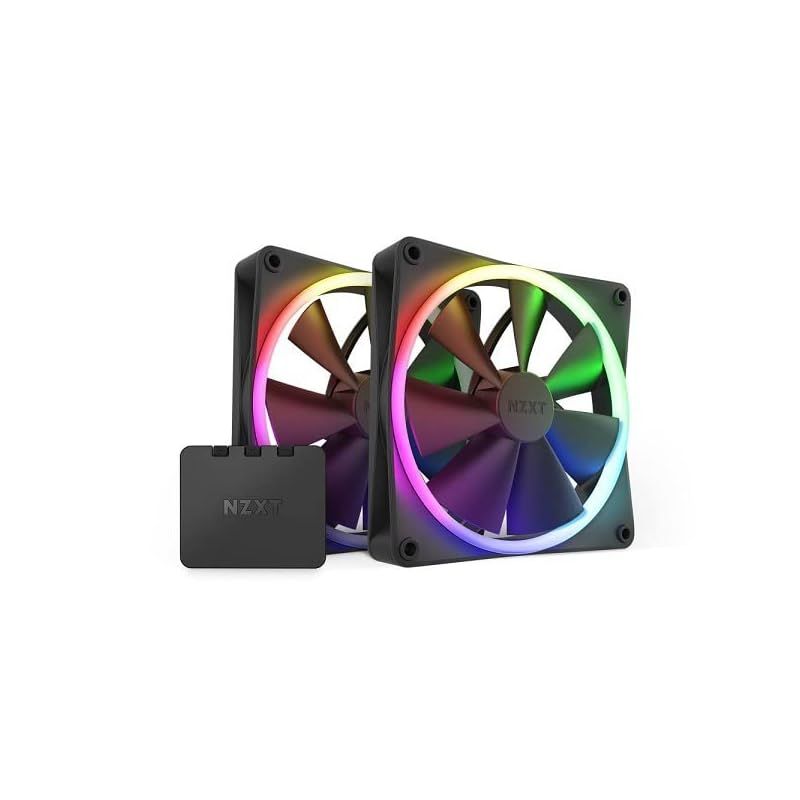 【新品】 NZXT RF-R14DF-B1 [140mm] 2909 RGB ファン2基 + ファンコンのセット ケースファン エアフローファン ブラック 1