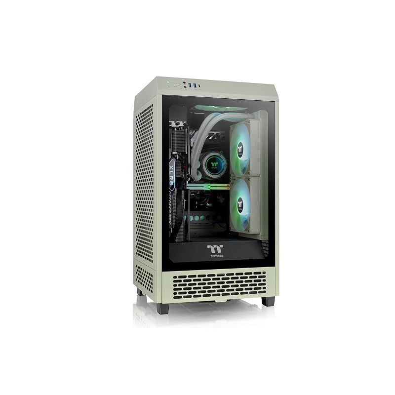 【新品】 Thermaltake The Tower 200 Matcha Green 大型グラフィックカード縦置き対応 ミニタワー Mini-ITX PCケース CA-1X9-00SEWN-00 CS8769