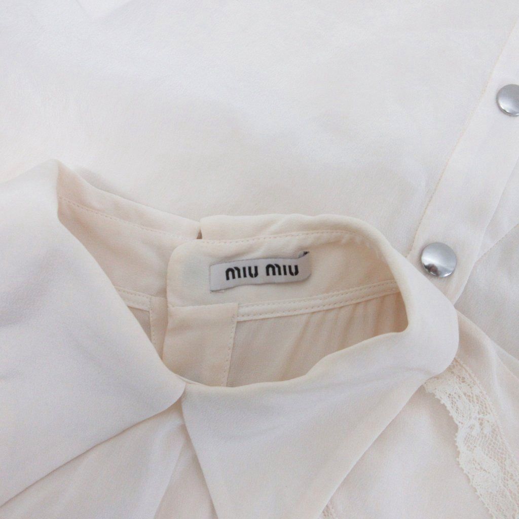 ミュウミュウ miumiu 2014 シルクシャツ ブラウス ノースリーブ レース