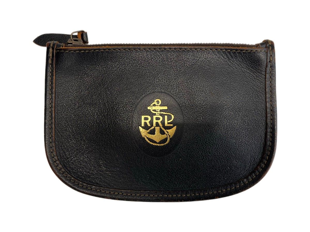 ダブルアールエル RRL LEATHER POUCH レザーポーチ ロゴ ブラック系 101G-372