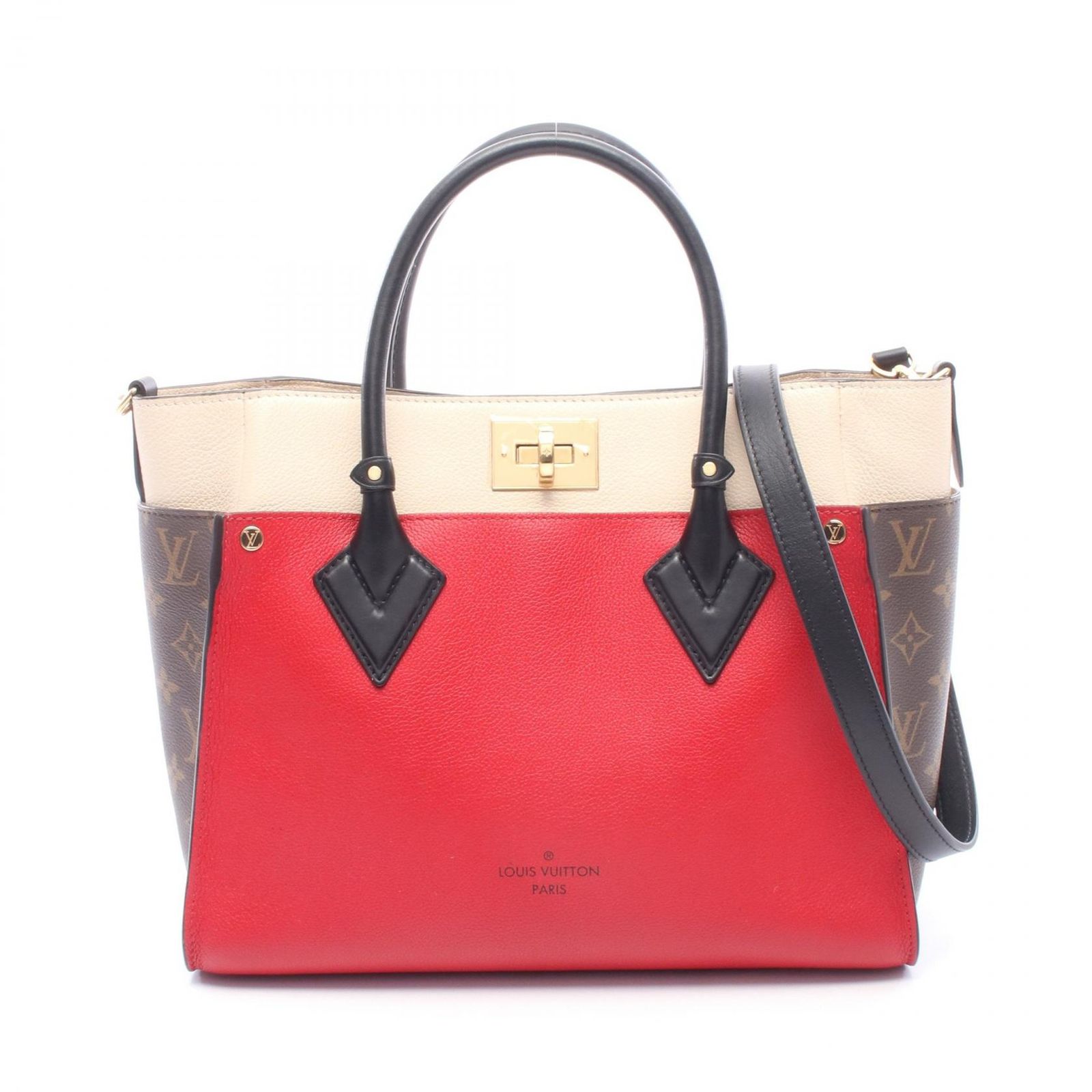 ルイ・ヴィトン LOUIS VUITTON ハンドバッグ オンマイサイド MM モノグラム ルージュピラット M53824 ルージュピラット レザー PVCコーティングキャンバス オンマイサイド 147,400円