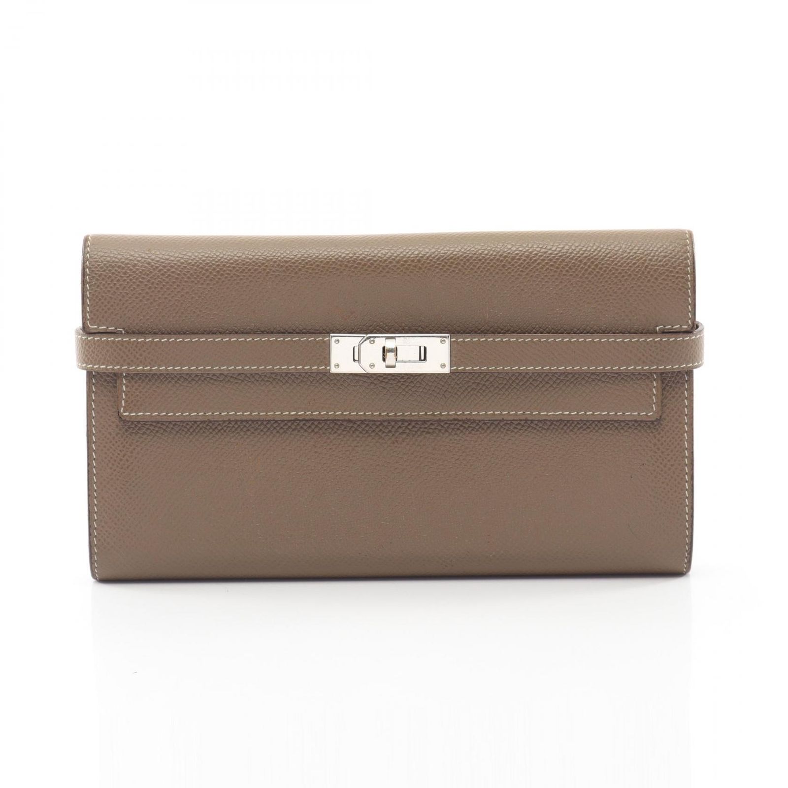 エルメス HERMES 二つ折り財布 ケリーウォレット ロング エトゥープ レザー ケリーウォレット ロング エトゥープ レディース Used B