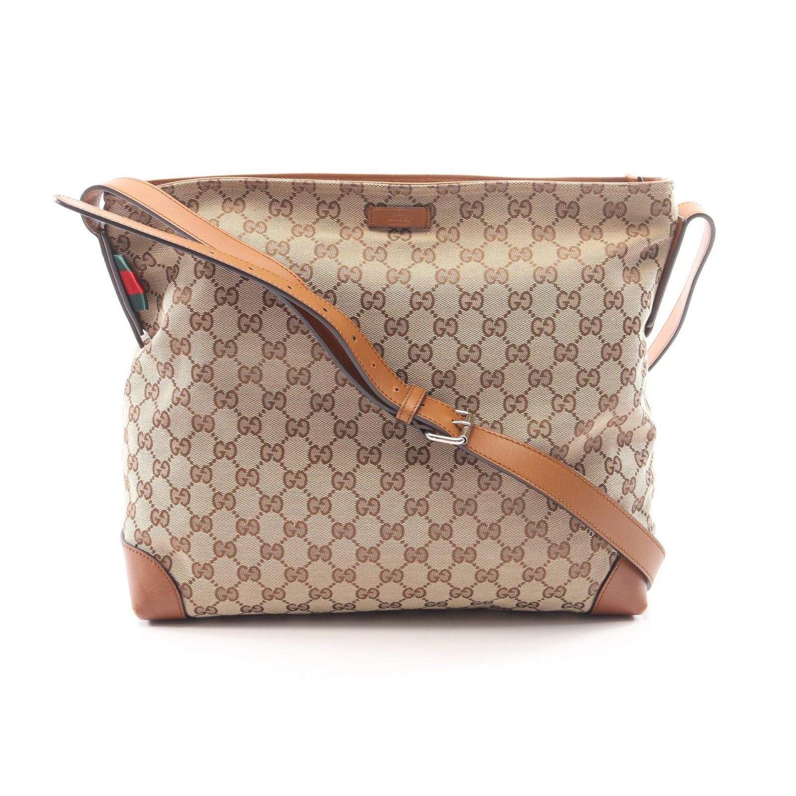 グッチ GUCCI ショルダーバッグ Gキャンバス シェリーライン 308930 ベージュ/ブラウン/グリーン キャンバス レザー ショルダーバッグ レディース Used B 44,880円