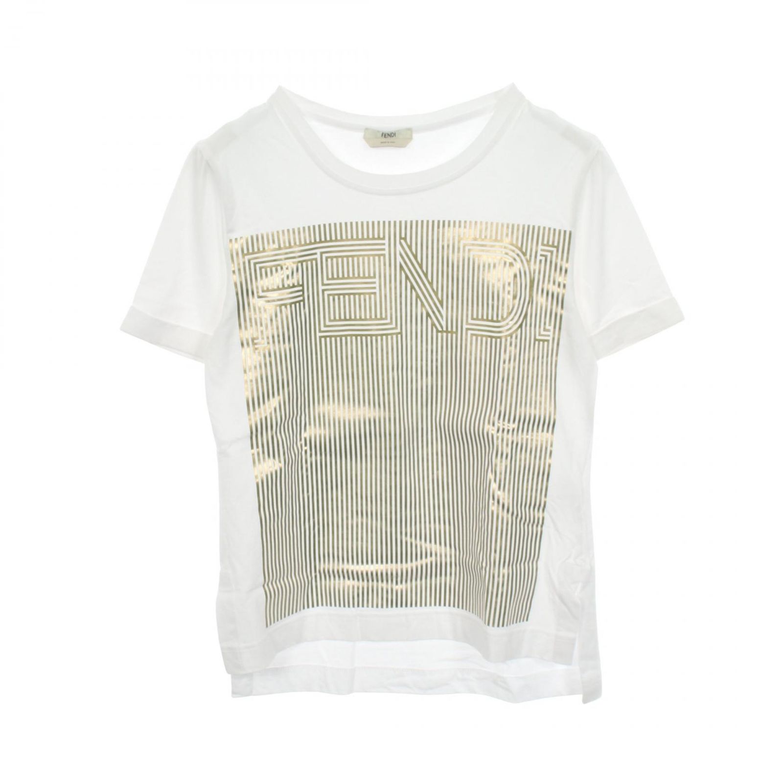 フェンディ FENDI 半袖Tシャツ ロゴプリント ホワイト/ネイビー コットン Tシャツ レディース Used A 27,820円