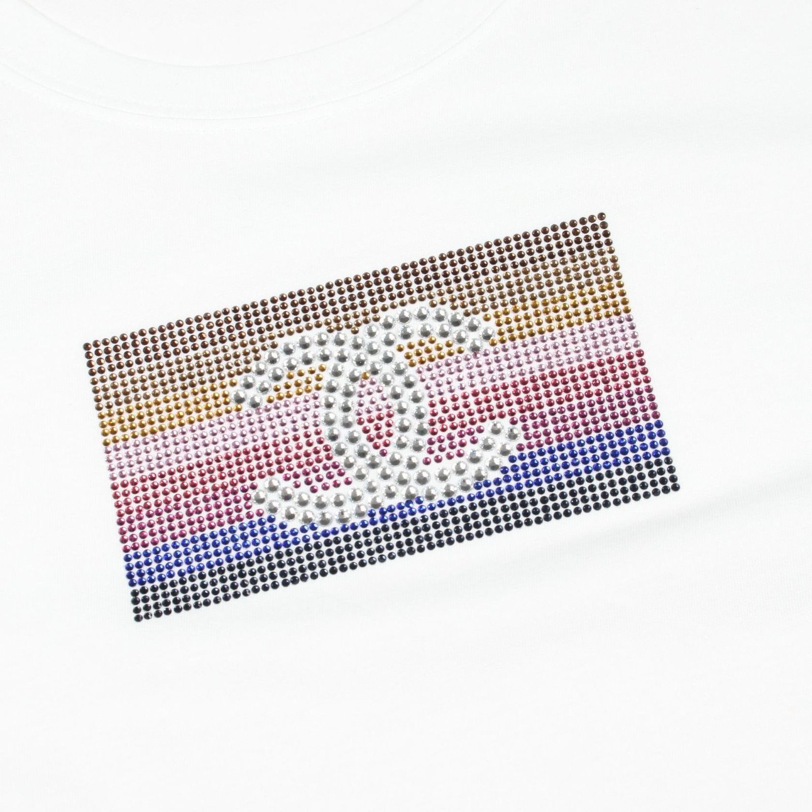 CHANEL ココマーク ラインストーン Tシャツ ホワイト 半袖 シャネル CHANEL 半袖Tシャツ ココマーク ラインストーン ホワイト