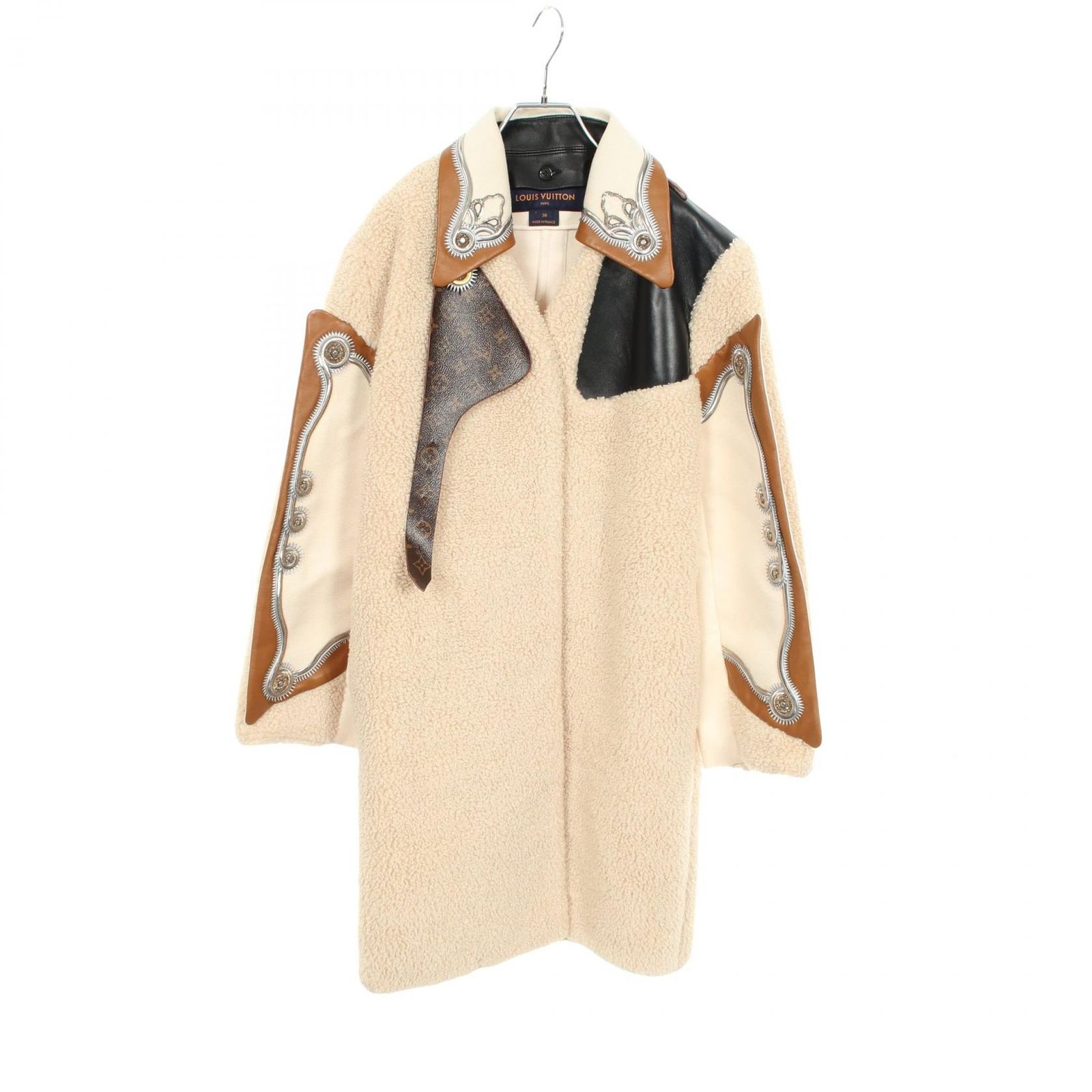 ルイ・ヴィトン LOUIS VUITTON ボア 切替 ウエスタン FFMB881JR ウール カシミヤ ボア切り替えコート レディース Used A