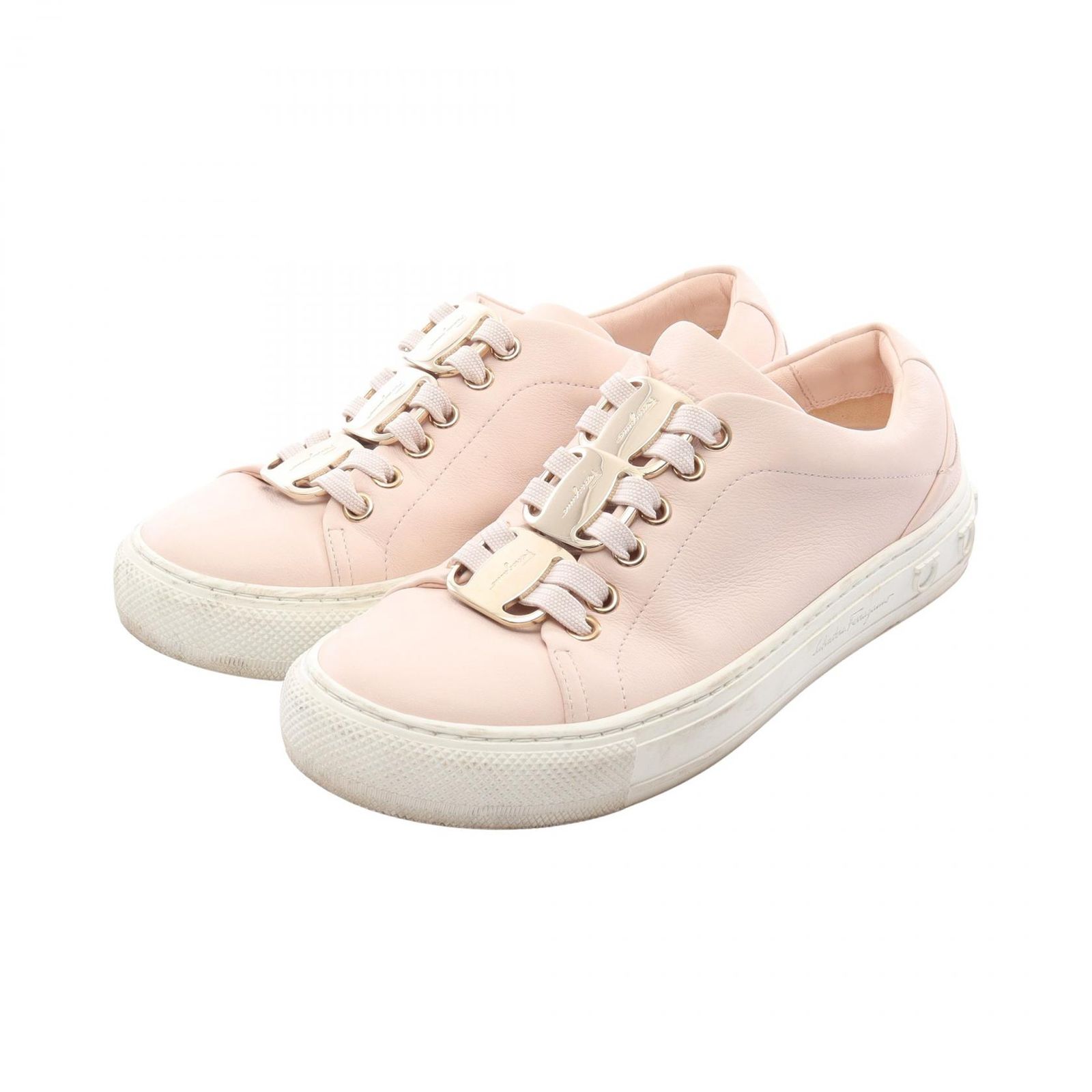 サルヴァトーレフェラガモ Salvatore Ferragamo スニーカー NADINE ナディーン ヴァラ ピンク レザー スニーカー レディース Used B