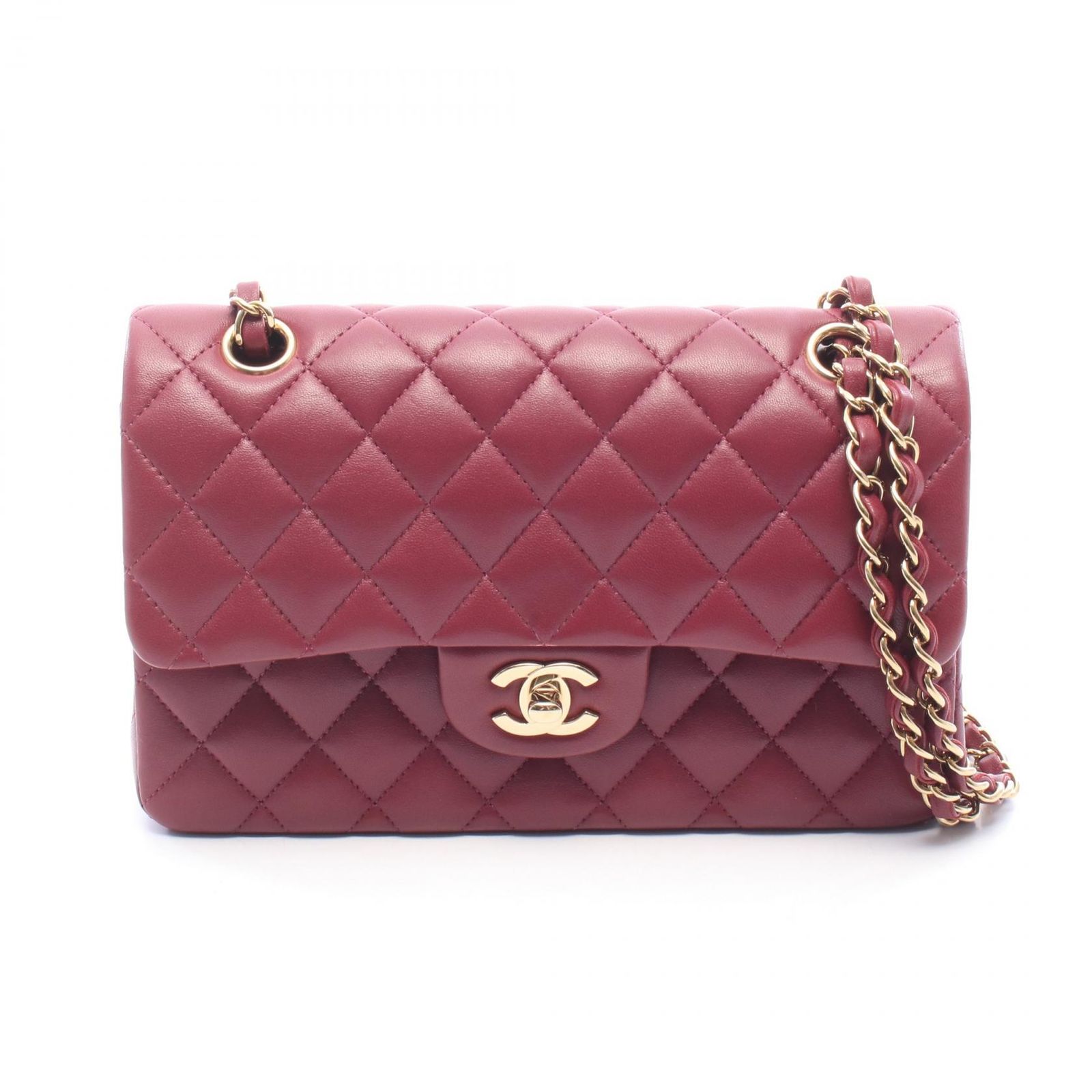 シャネル CHANEL ショルダーバッグ マトラッセ Wフラップ A01113 パープル ラムスキン（羊革） マトラッセ ダブルフラップ チェーンショルダー レディース Used A