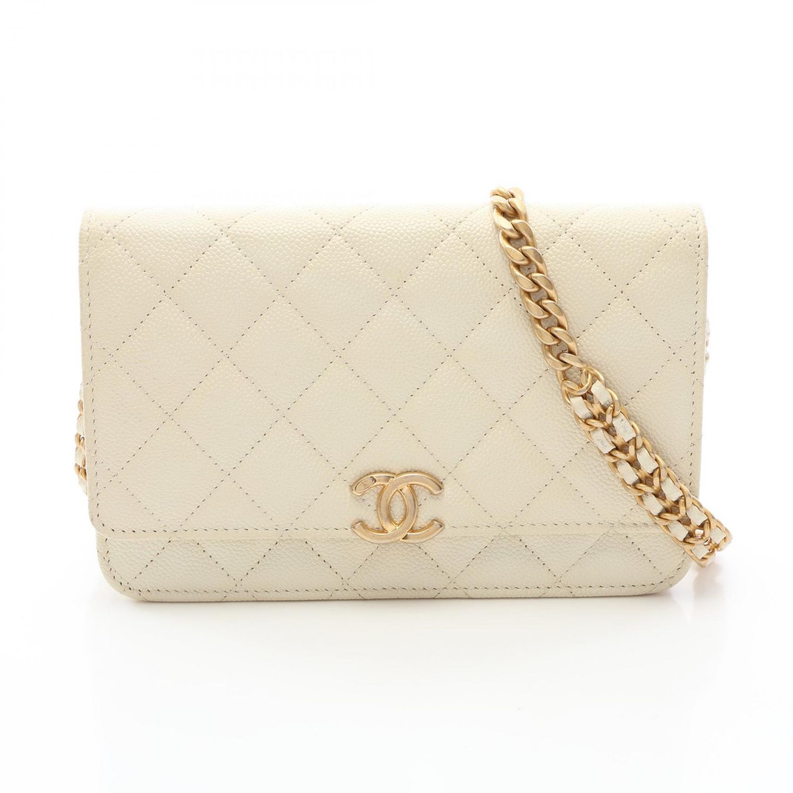 シャネル CHANEL ショルダーバッグ マトラッセ クリーム キャビアスキン(グレインドカーフ) マトラッセ チェーンウォレット レディース Used B