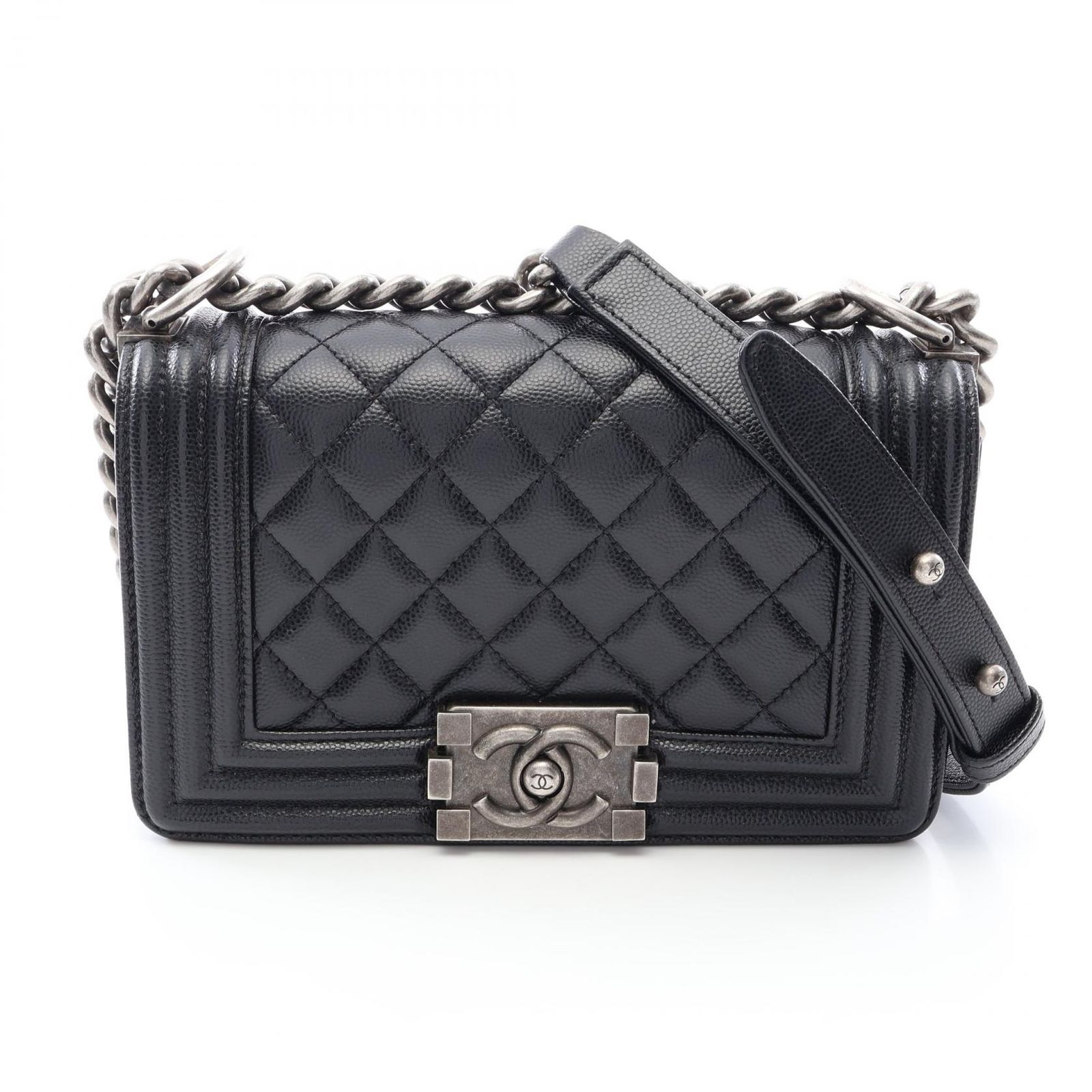 シャネル CHANEL ショルダーバッグ ボーイシャネル スモール A67085 ブラック キャビアスキン(グレインドカーフ) ボーイシャネル スモール チェーンショルダー