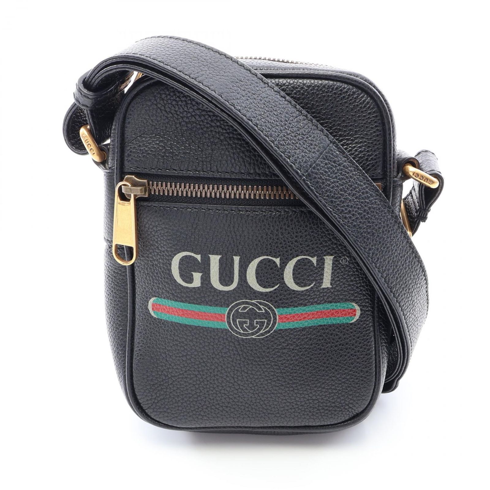 グッチ GUCCI ショルダーバッグ ウェビングライン 574803 ブラック/グリーン/レッド レザー ヴィンテージロゴ シェリーライン ショルダーバッグ ユニセックス
