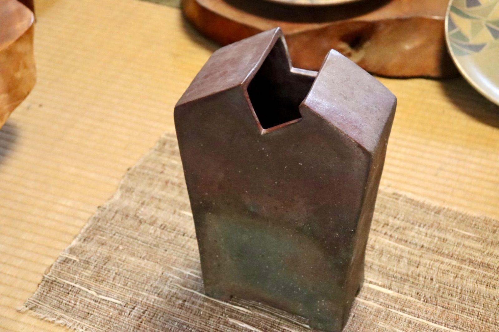 GMJI18◯市野悟窯 丹波焼 花瓶 花器 花入 一輪挿し 陶器 市野哲次 丹波篠山 伝統工芸 和モダン