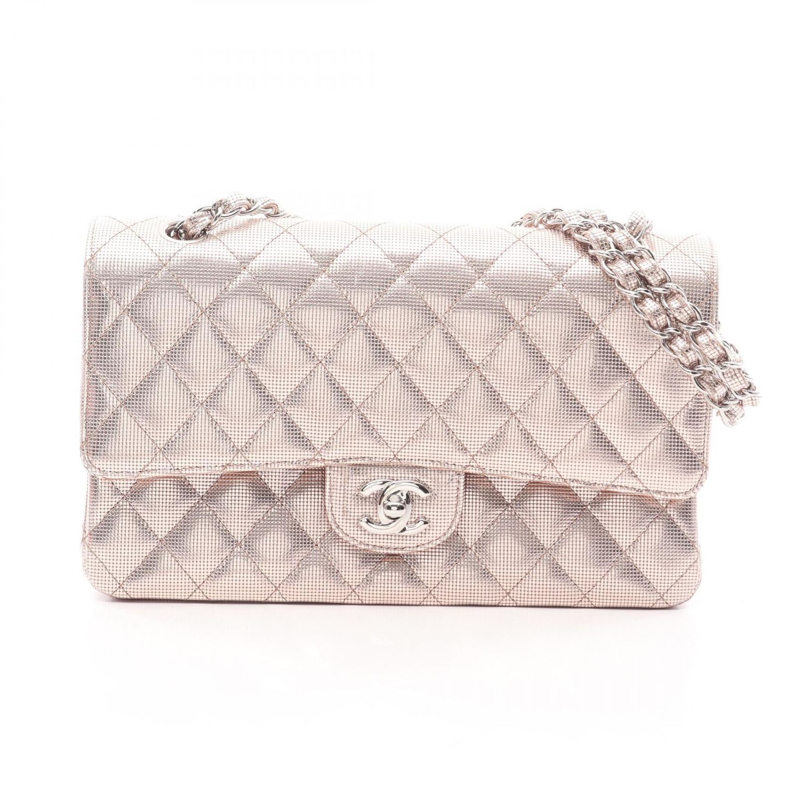 シャネル CHANEL ショルダーバッグ マトラッセ Wフラップ A01112 ローズゴールド レザー マトラッセ ダブルフラップ チェーンショルダー レディース Used A