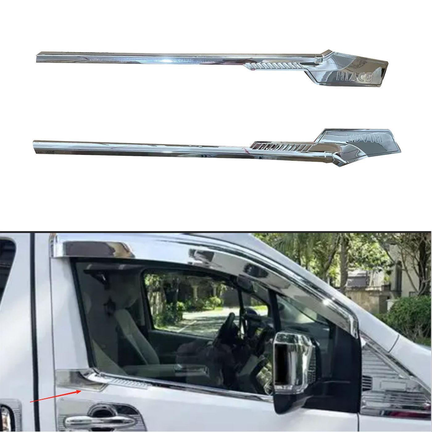 トヨタ ハイエース 2019年式対応 サイドウインドウモール 2枚セット シルバー ABS製 車窓まわり装飾カバー 外装アクセントパーツ 6,460円