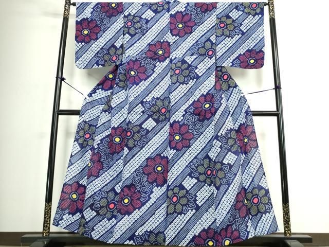平和屋着物∴夏物　浴衣　有松鳴海絞り　舞花文　綿　逸品　DABJ4298cd
