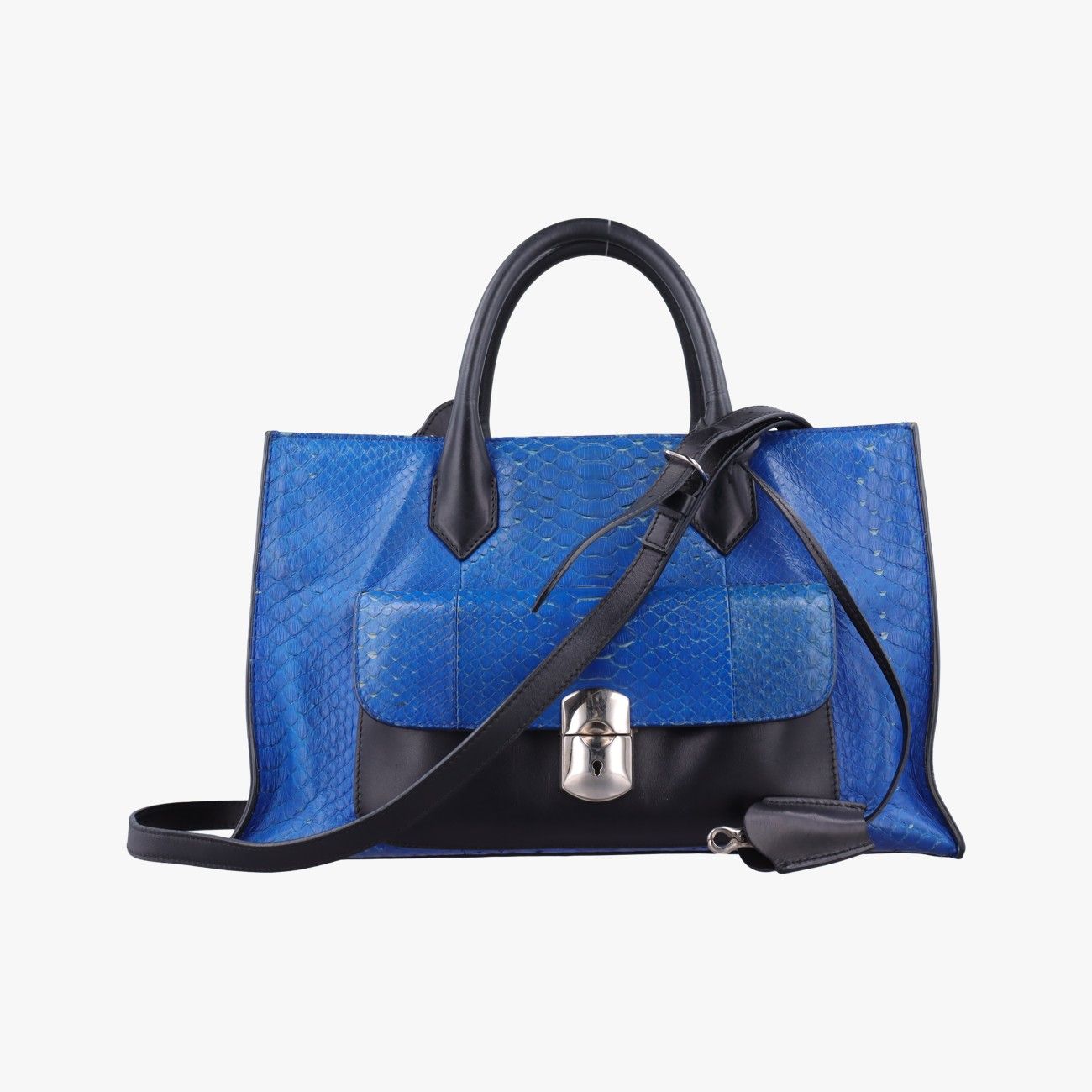 バレンシアガBalenciagaパッドロック ブルー パイソン × レザー 347936.4280.G.1669