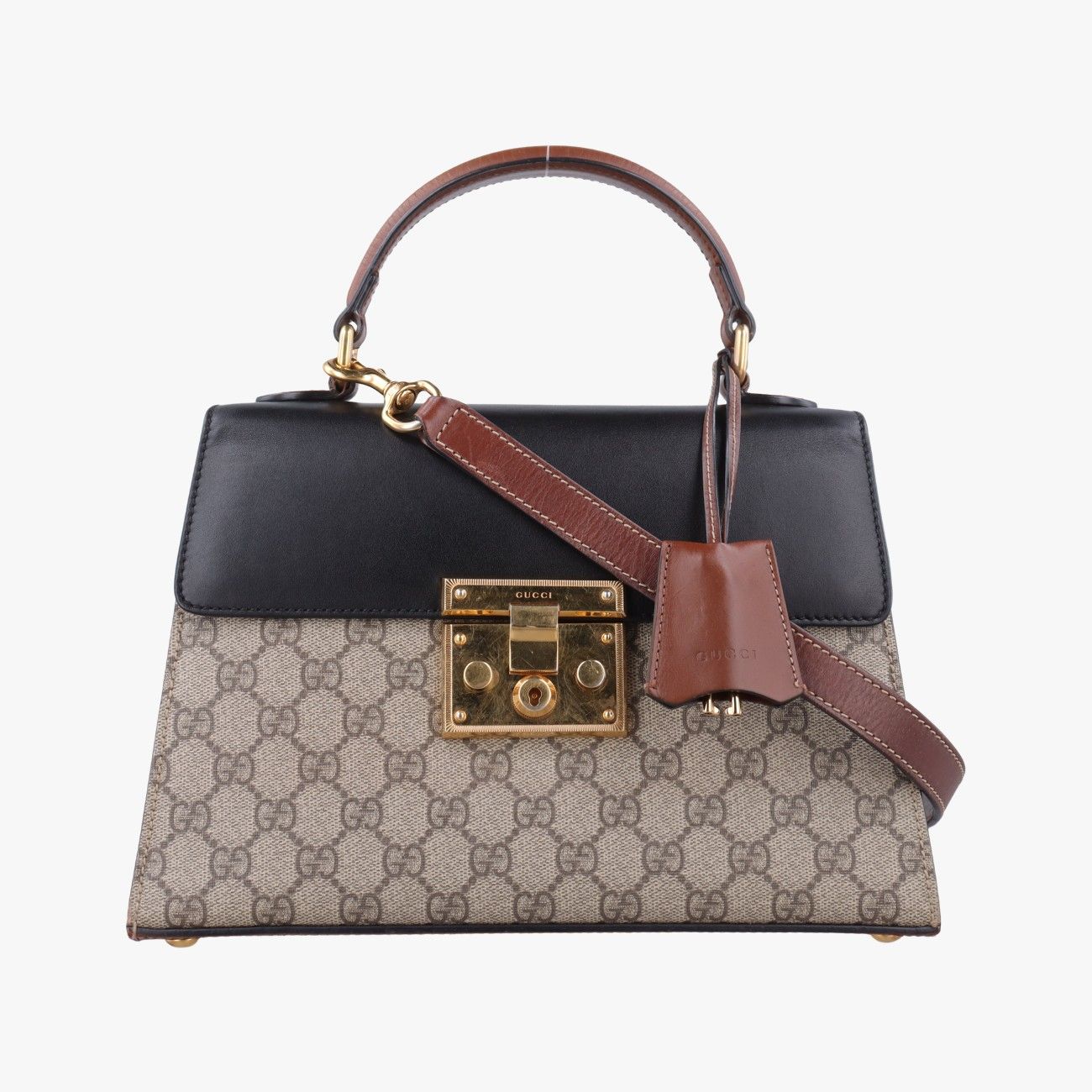 グッチGucciパドロック ベージュ×ブラック PVCコーティングキャンバス×レザー 453188 B025288085