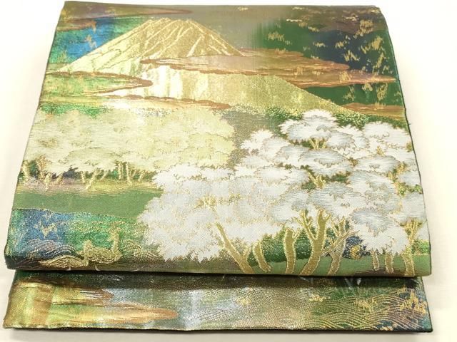 平和屋着物●六通柄袋帯　風景花文　金銀糸　引箔　正絹　逸品　DABI5801op袋帯