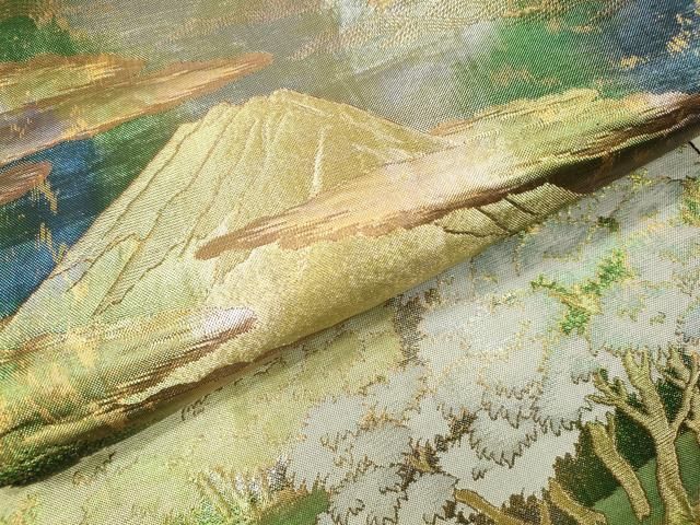平和屋着物●六通柄袋帯　風景花文　金銀糸　引箔　正絹　逸品　DABI5801op