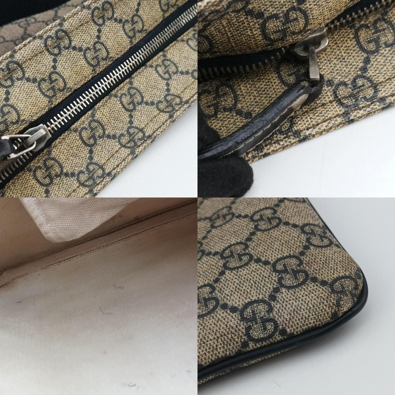 グッチGucciGGプラス GGスプリーム ベージュ×ネイビー PVCコーティング